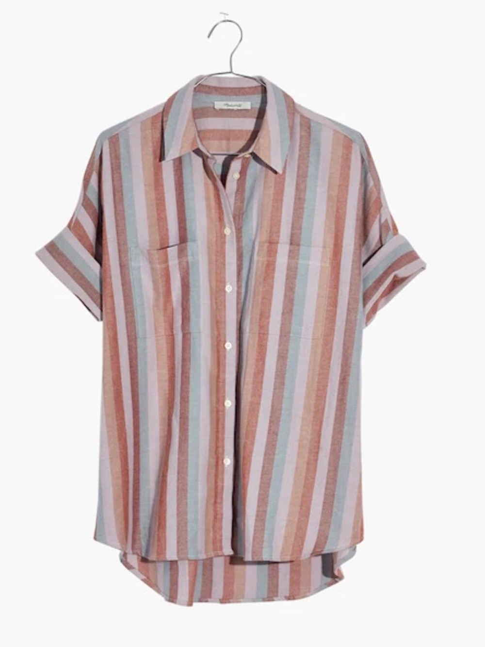 Madewell Flannel Courier Shirt in Sunrise Stripe